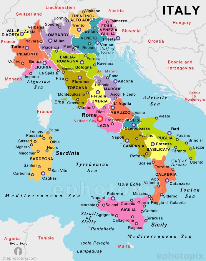 Map of Italy showing DSU scholarship regions